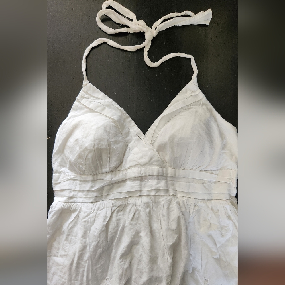 Elle White Backless Halter Sundress